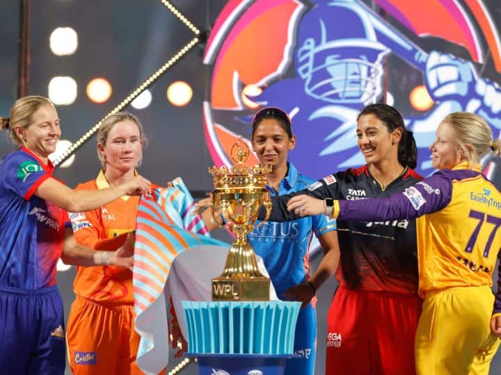 Captains Of All Five Teams Unveil Trophy Ahead Of First Captains Of All Five Teams Unveil Trophy Ahead Of First Match Between Mumbai Indians Vs Gujarat Giants In WPL