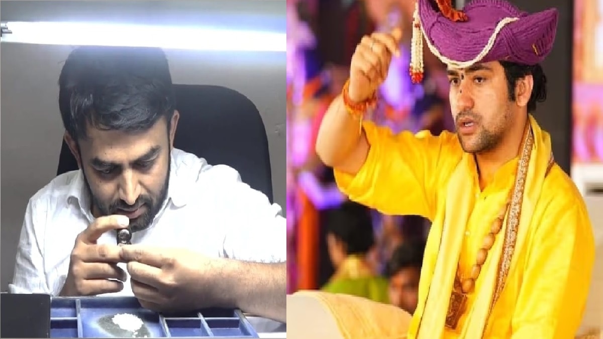 सूरत का हीरा कारोबारी और पंडित धीरेंद्र शास्त्री (फाइल फोटो).