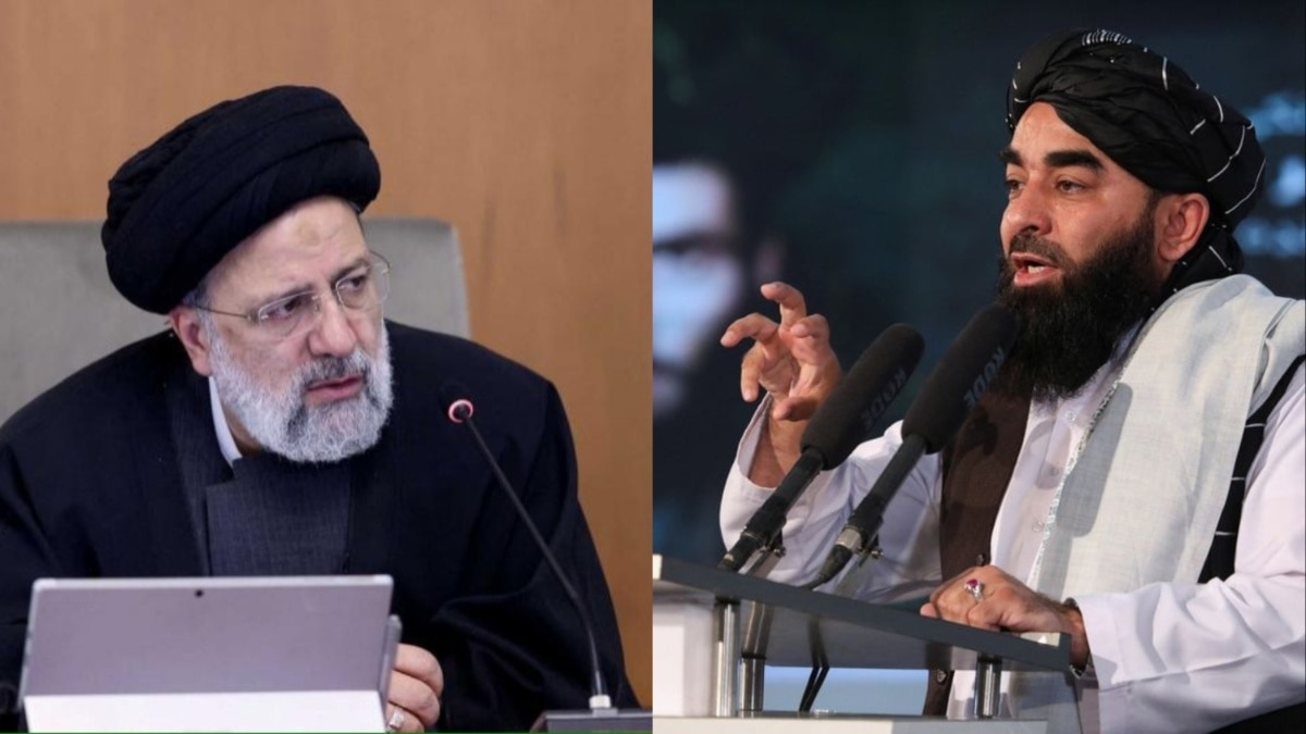 ईरान के राष्ट्रपति इब्राहिम रईसी और तालिबान के प्रवक्ता जबीहुल्ला मुजाहिद (Photo- Reuters)