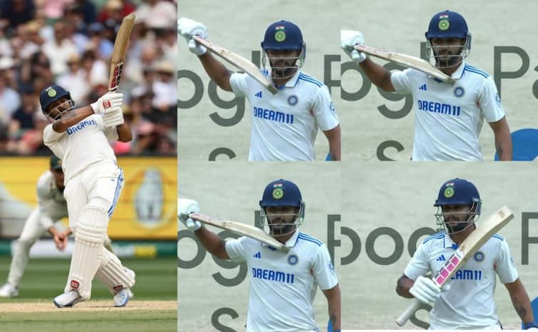 Border Gavaskar Trophy IND vs AUS Nitish Kumar Reddy 1st Test Half Century at Melbourne Test with Pushpa Style Main Jhukega Nahi Saala Watch: 