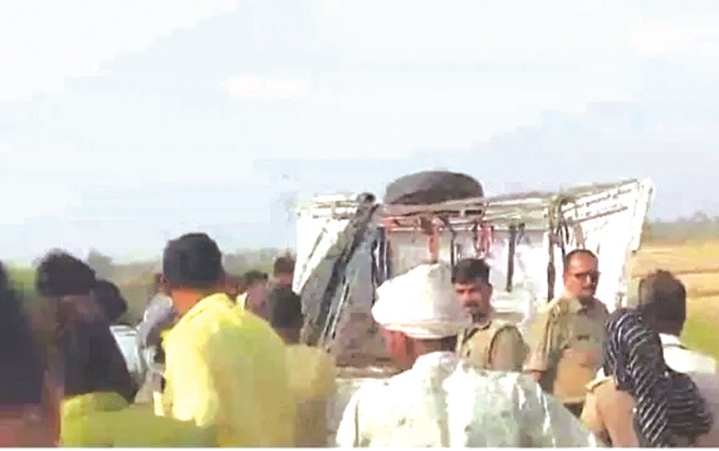 नहर में पलटीं पिकअप, पांच मवेशी मरे