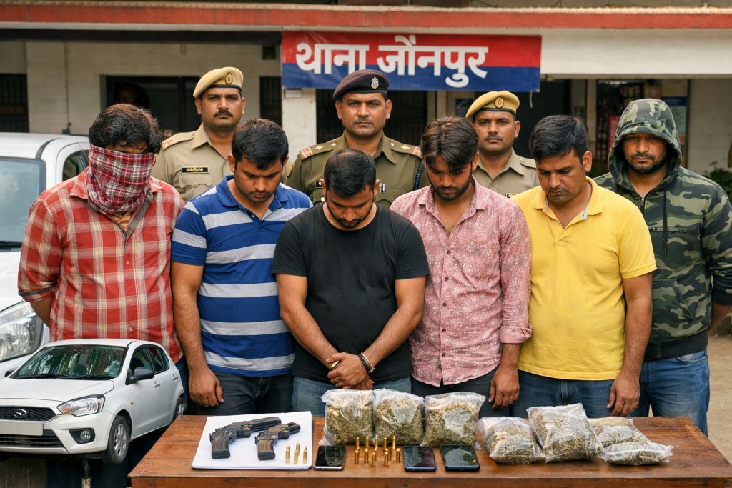 jaunpur-police-arrest-accused.jpg जौनपुर पुलिस द्वारा अपराधियों की गिरफ्तारी के दौरान पकड़े गए आरोपी