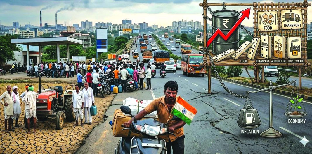 महंगे पेट्रोल-डीजल और भारतीय अर्थव्यवस्था पेट्रोल पंप पर बढ़ती ईंधन कीमतों से परेशान लोग और महंगाई की मार झेलती भारतीय अर्थव्यवस्था