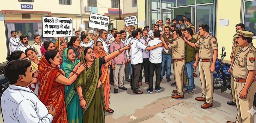 नवजात की मौत पर अस्पताल में हंगामा, परिजनों ने लगाया लापरवाही का आरोप नवजात की मौत पर अस्पताल में हंगामा, परिजनों ने लगाया लापरवाही का आरोप